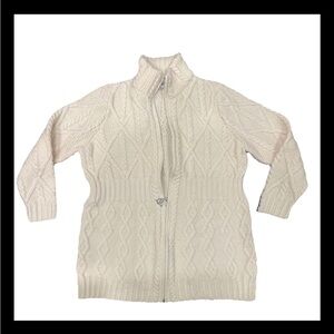 Saol Merino Wool Full Zip Cardigan Sweater Women's Size 2XL Ireland Ivory